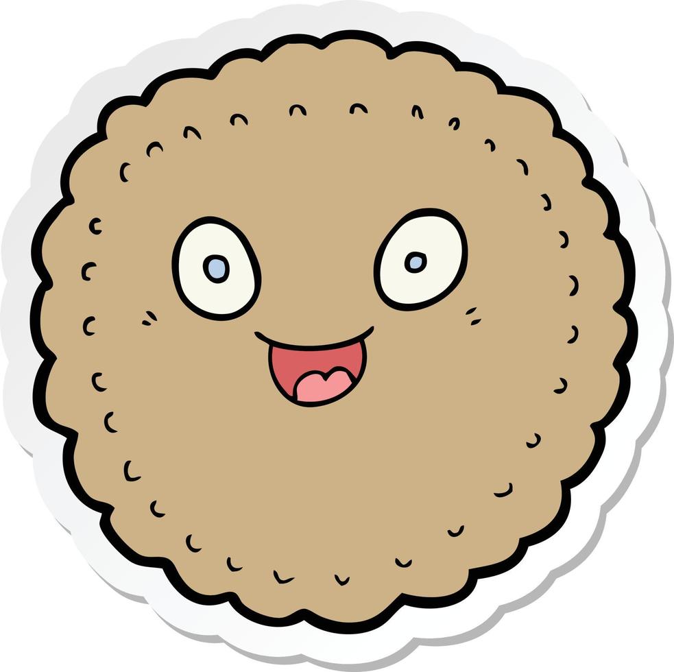 sticker of a cartoon biscuit vector