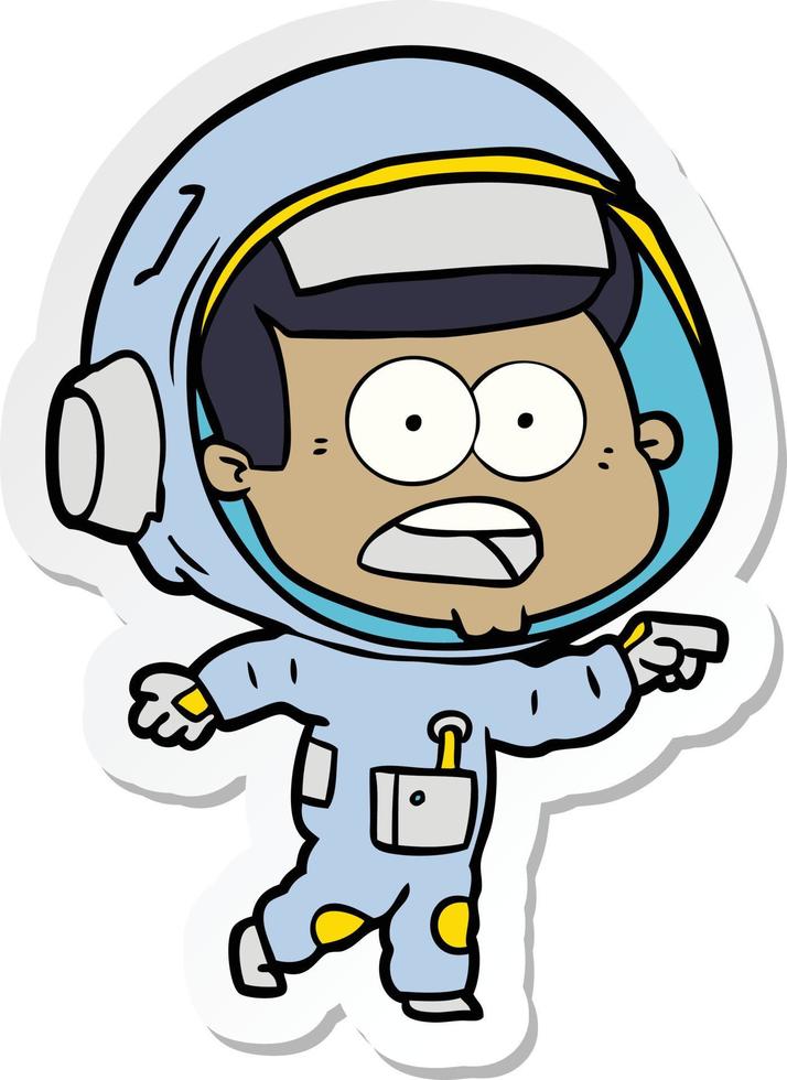 sticker of a cartoon surprised astronaut vector