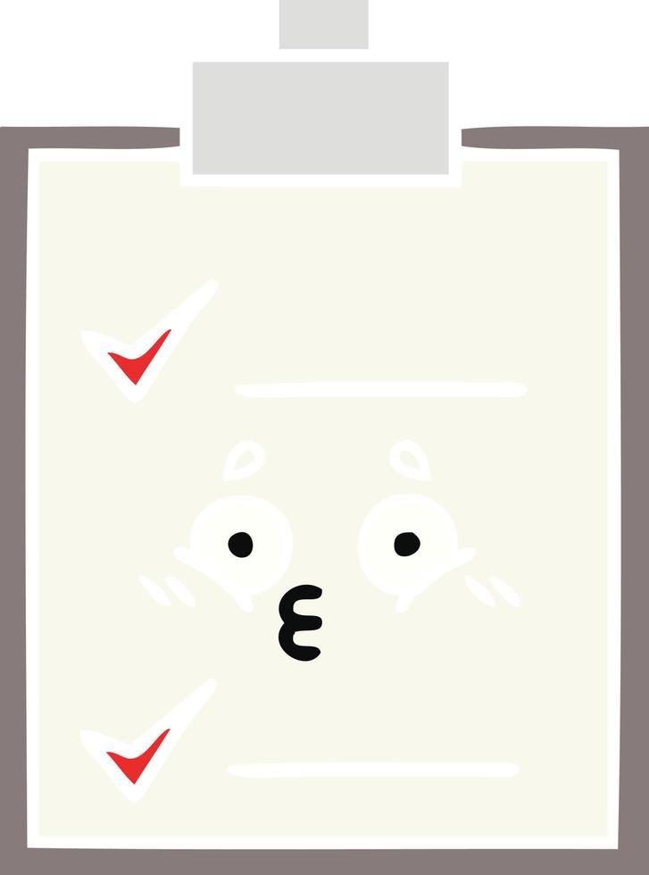 flat color retro cartoon check list vector