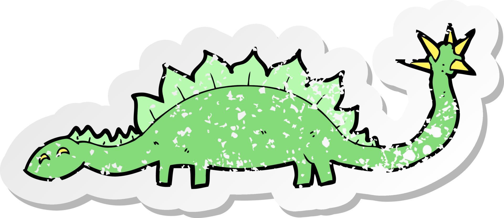 retro distressed sticker of a cartoon dinoaur vector