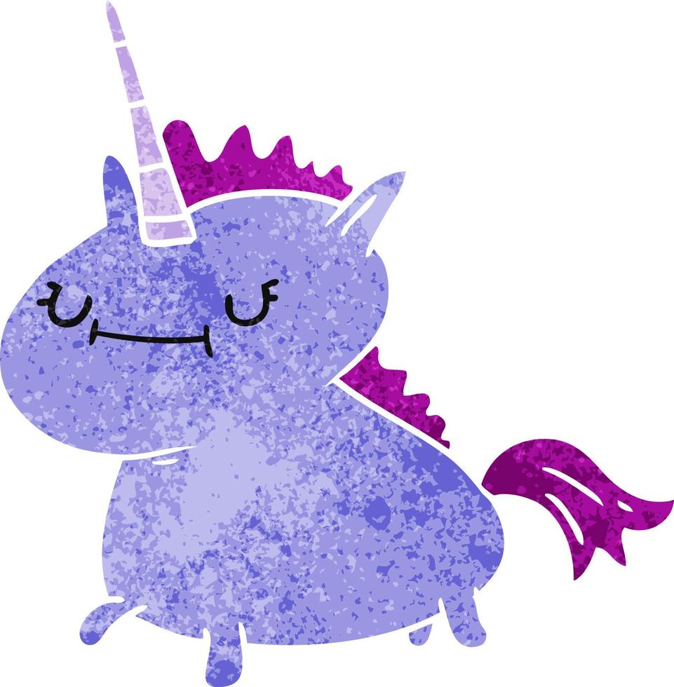 retro cartoon doodle of a magical unicorn vector