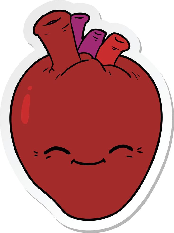 sticker of a cartoon happy heart vector