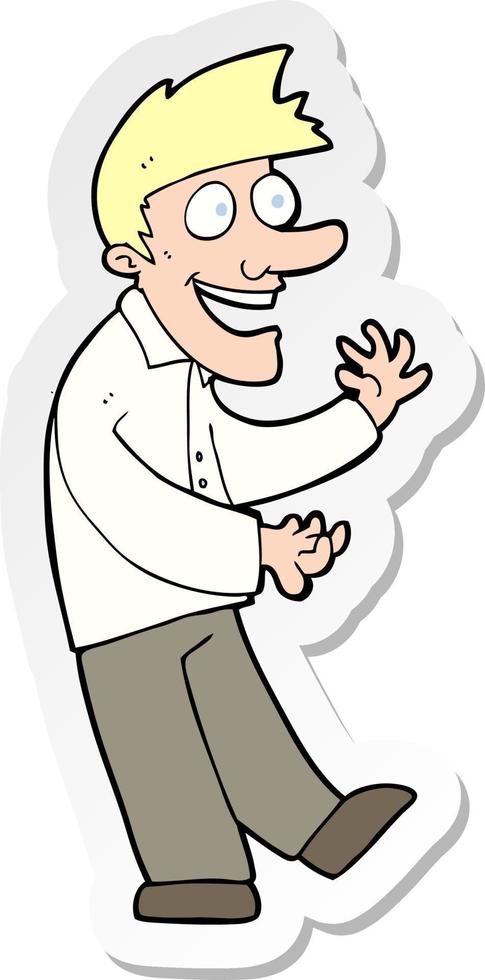 sticker of a cartoon excited man vector