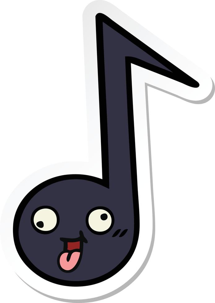 sticker of a cute cartoon musical note vector