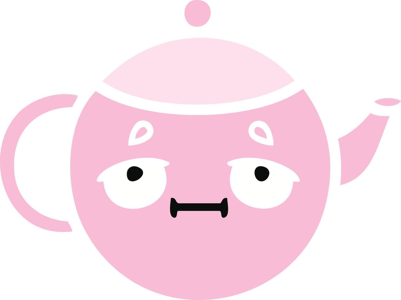 flat color retro cartoon teapot vector