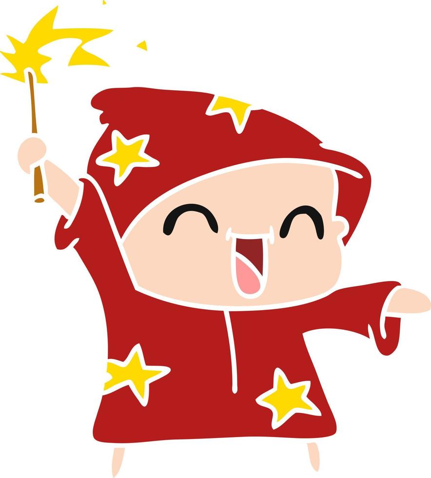 cartoon of a happy little wizard vector