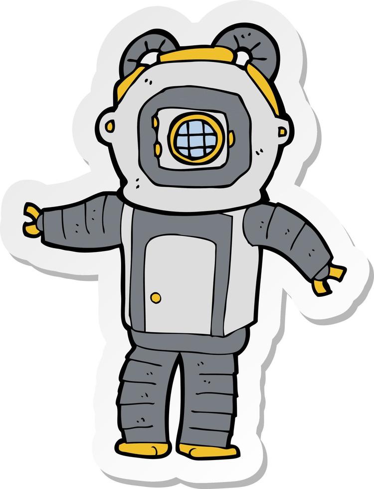 sticker of a cartoon deep sea diver vector