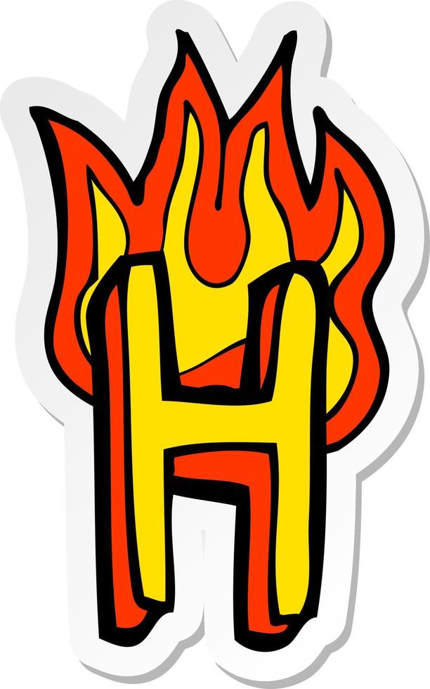 sticker of a cartoon flaming letter vector
