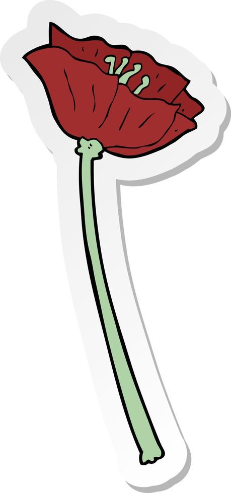 sticker of a cartoon flower vector