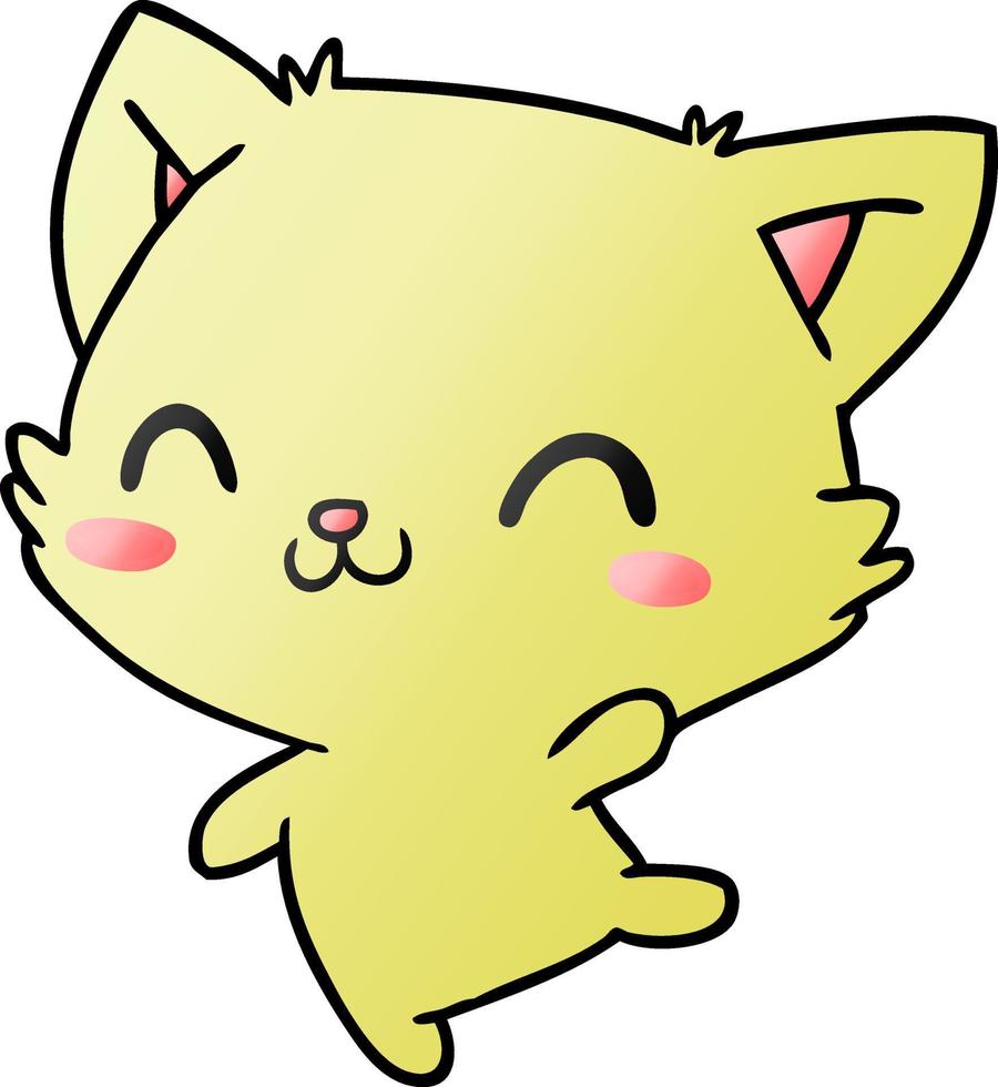 gradient cartoon of cute kawaii cat vector