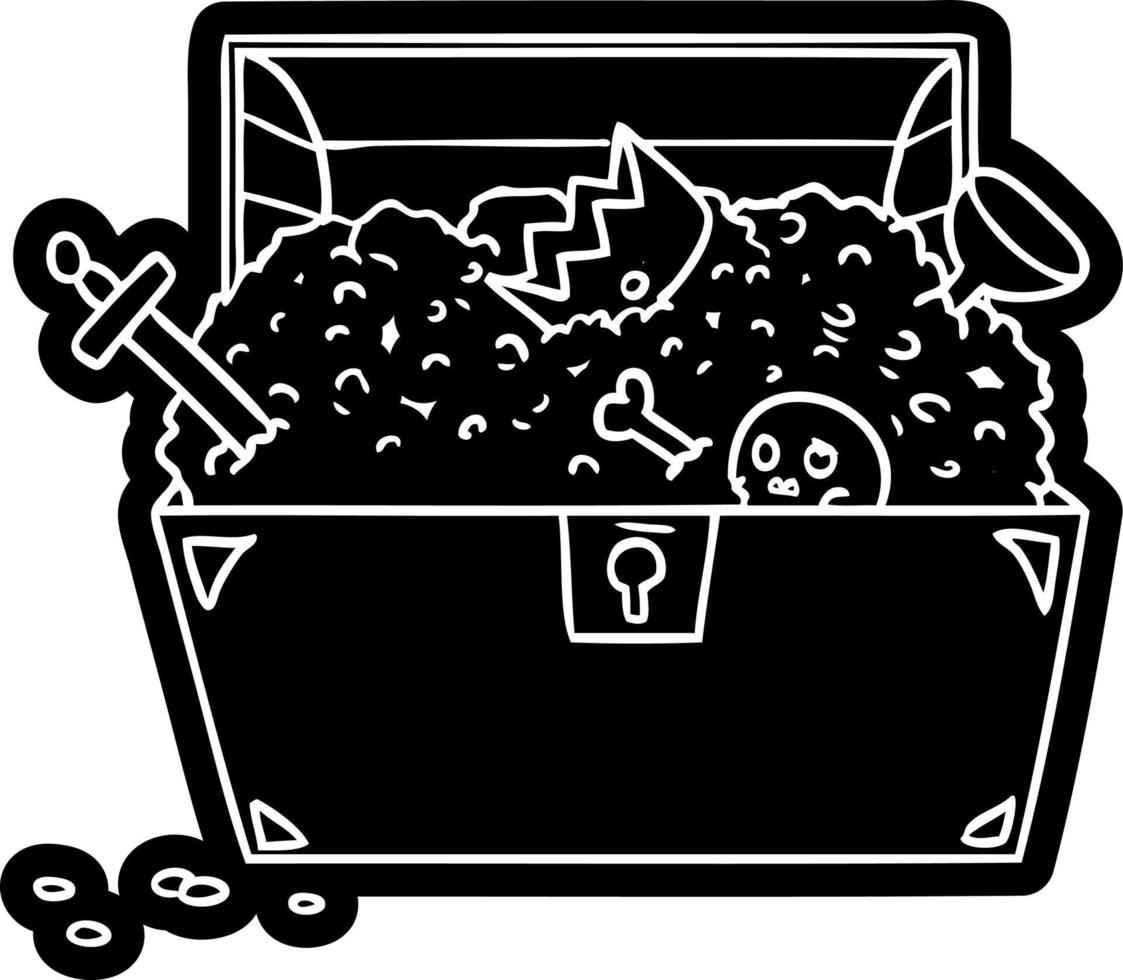 cartoon icon drawing of a treasure chest vector