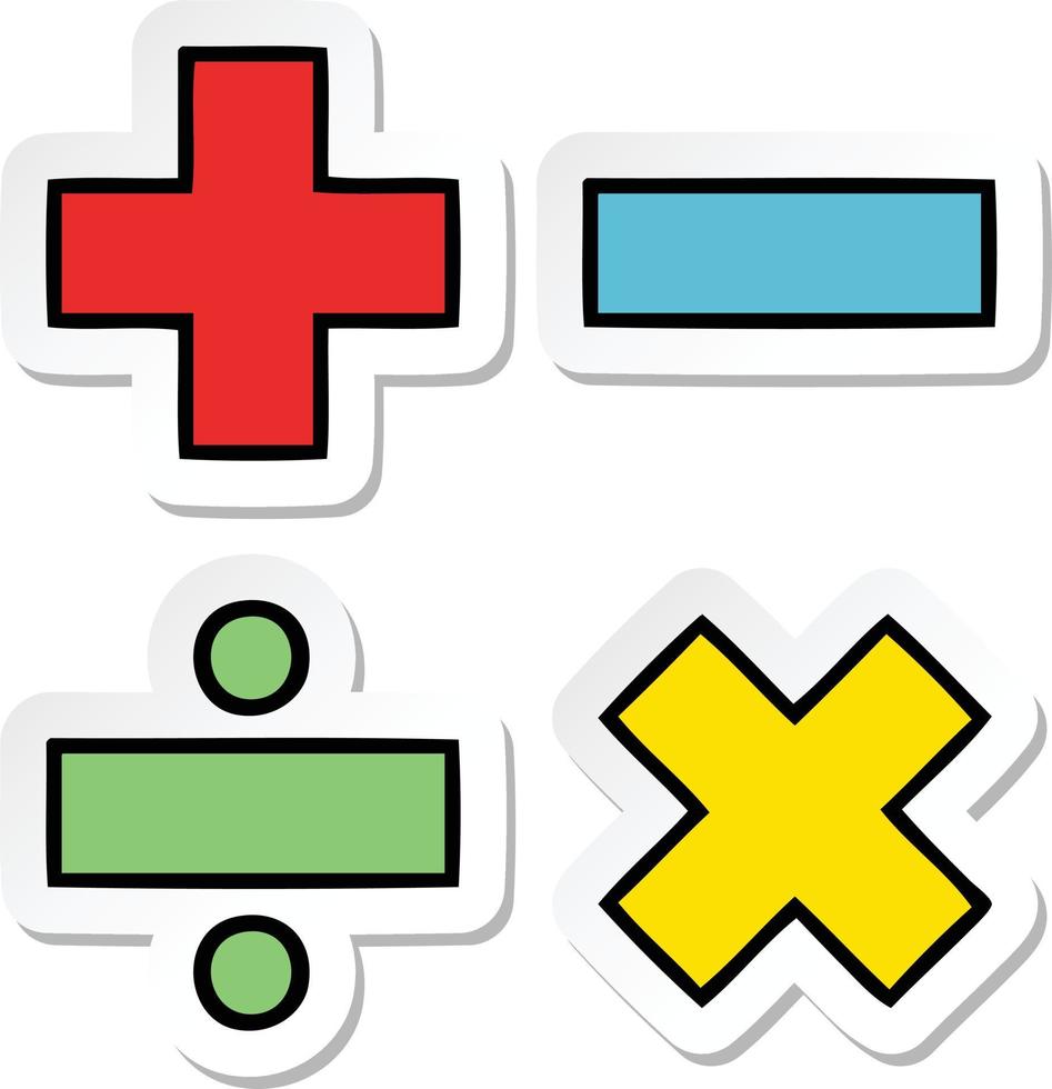 sticker of a cute cartoon math symbols vector