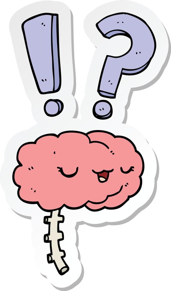 sticker of a cartoon curious brain vector