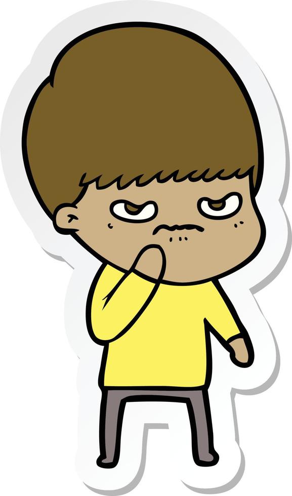 sticker of a angry cartoon boy vector