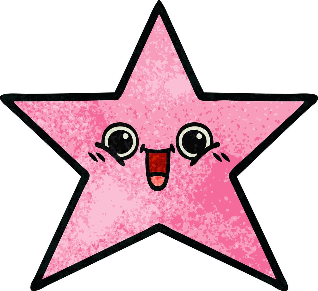 retro grunge texture cartoon star fish vector