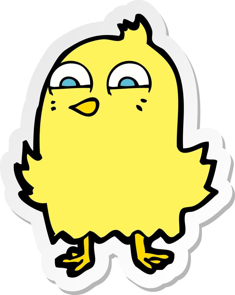 sticker of a funny cartoon bird vector