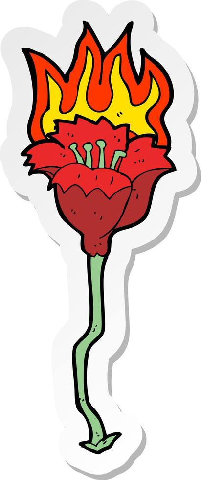 sticker of a cartoon burning flower vector