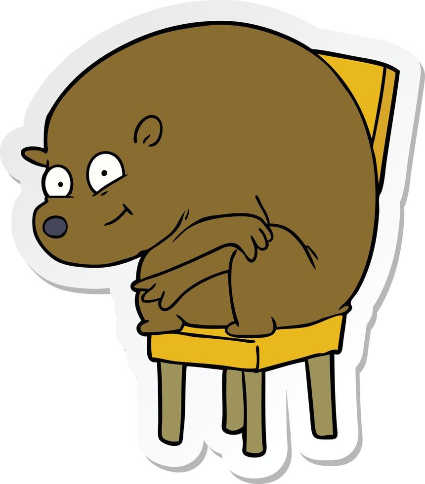 sticker of a cartoon bear sitting on chair vector