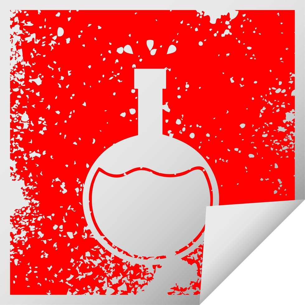 distressed square peeling sticker symbol science experiment vector