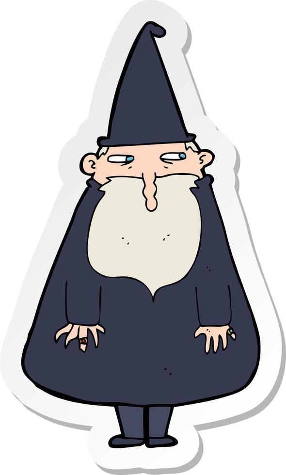 sticker of a cartoon wizard vector