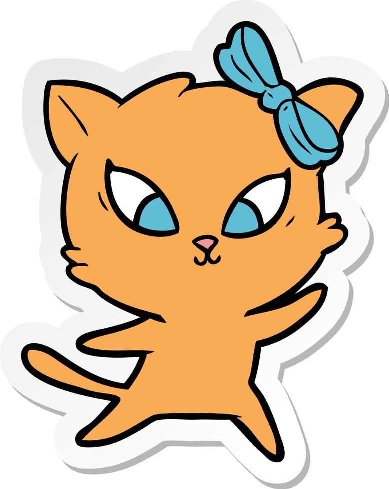 sticker of a cartoon cat vector