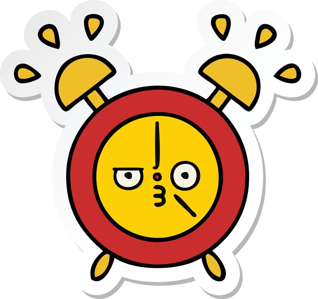 sticker of a cute cartoon alarm clock vector