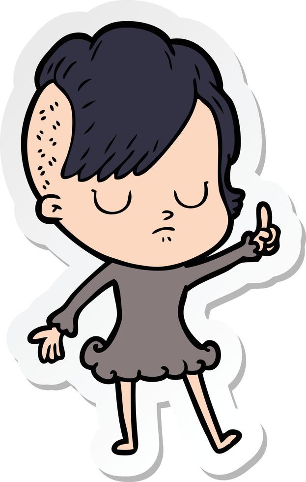 sticker of a cartoon woman vector