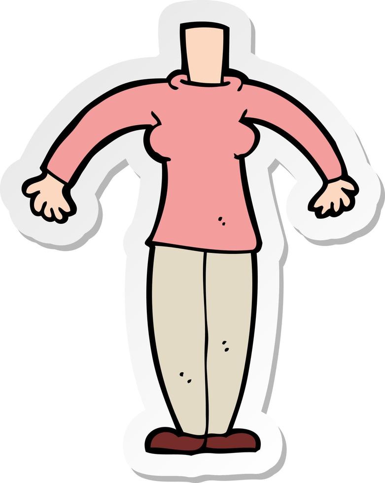 sticker of a cartoon female body vector