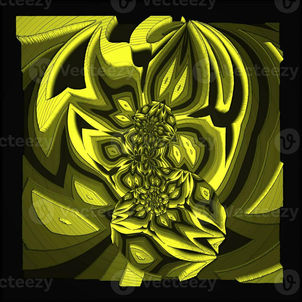 Shining gold ornament texture details black background photo