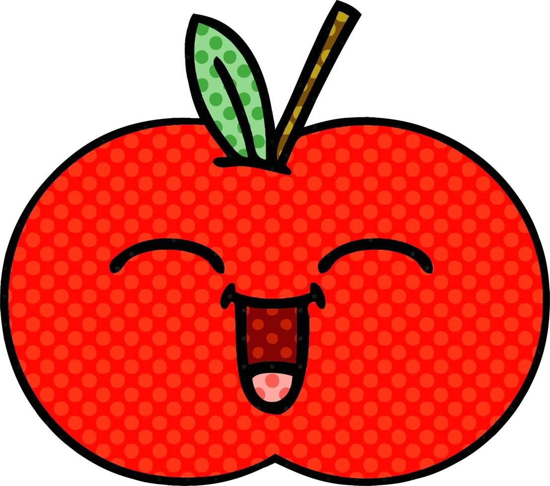 manzana roja de dibujos animados de estilo cómic vector