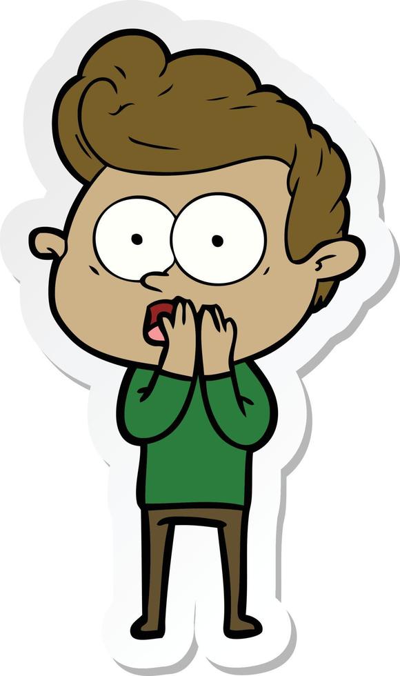 sticker of a cartoon staring man vector