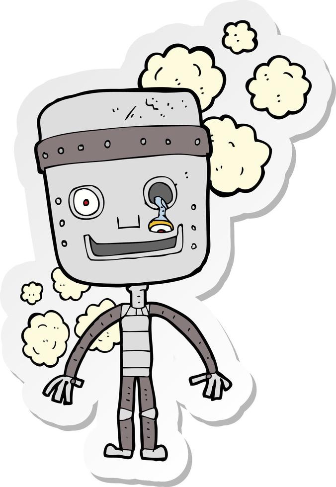 sticker of a cartoon funny robot vector