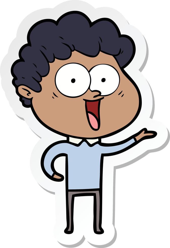 sticker of a excited man cartoon vector