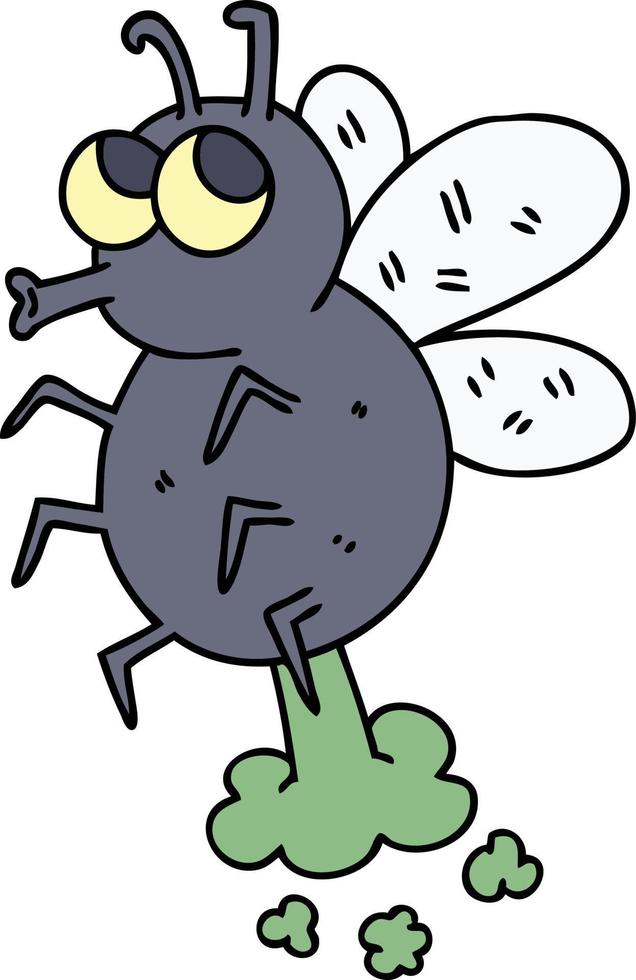 mosca de dibujos animados dibujados a mano peculiar vector