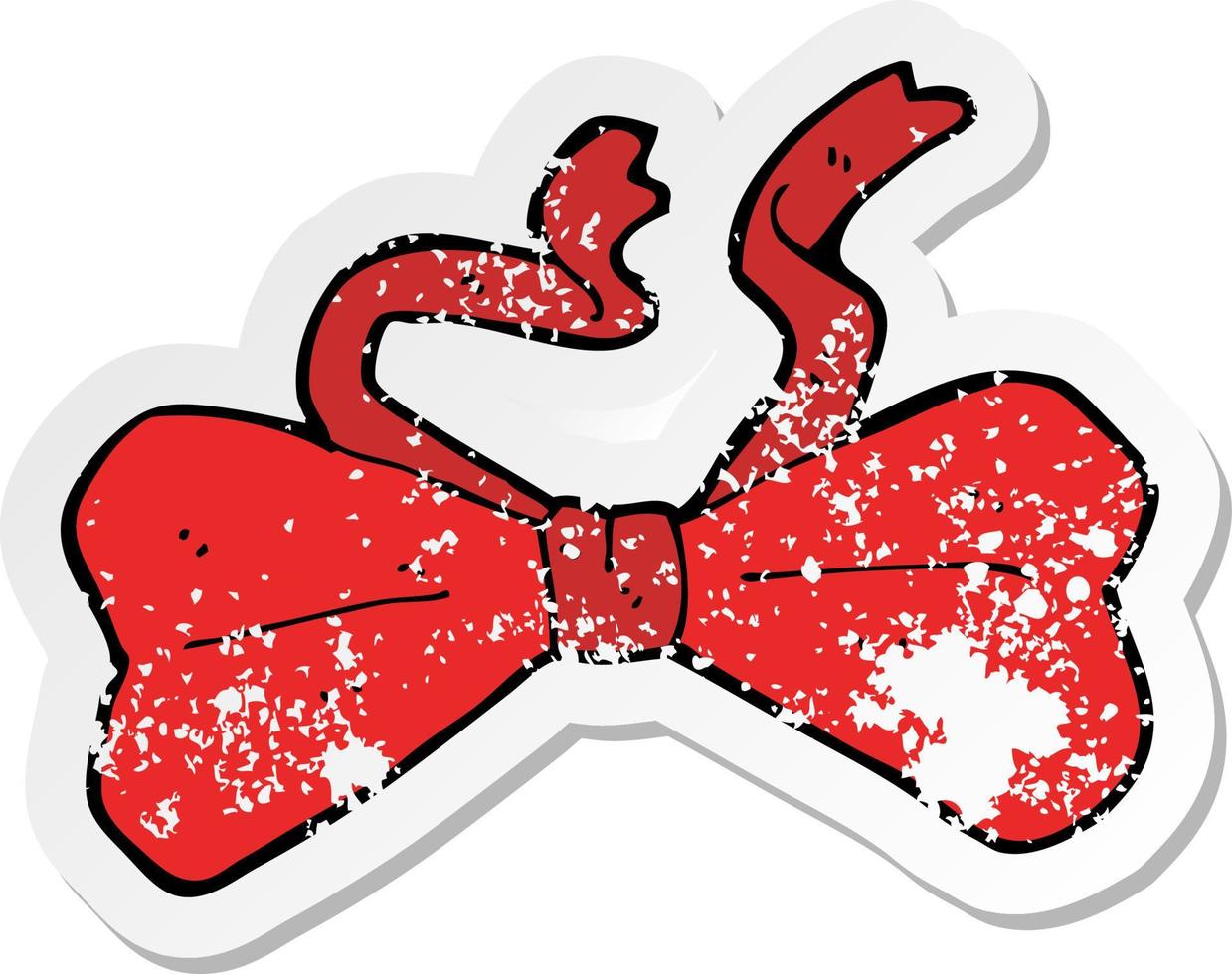 retro distressed sticker of a cartoon bow tie vector