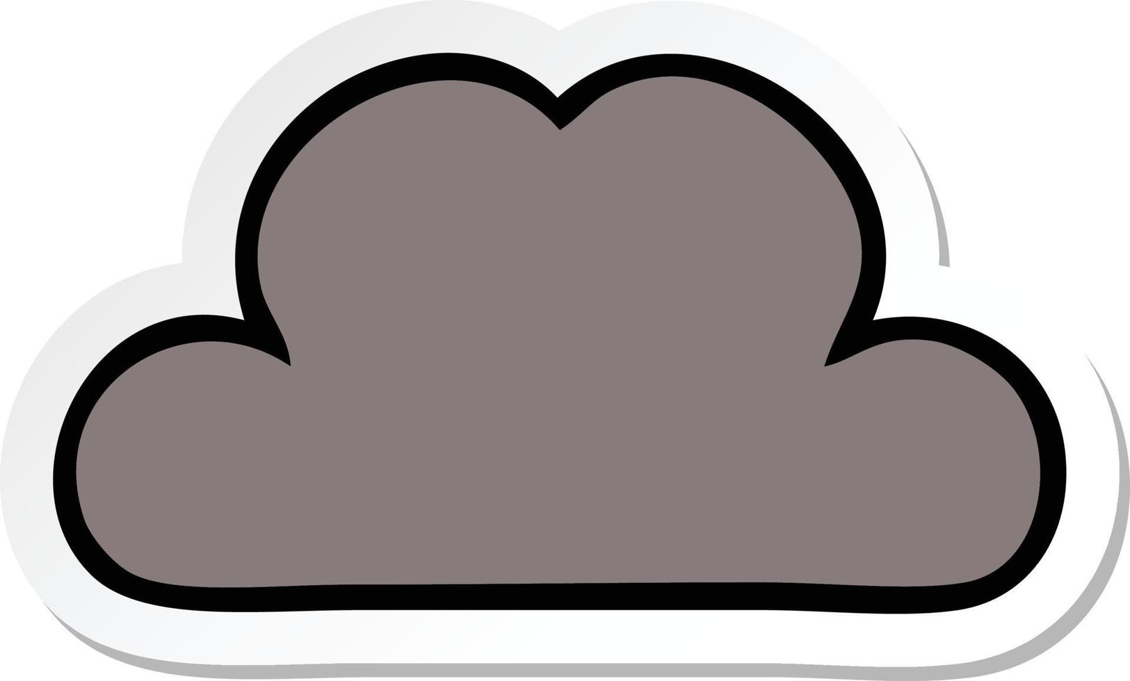 sticker of a cute cartoon storm cloud vector