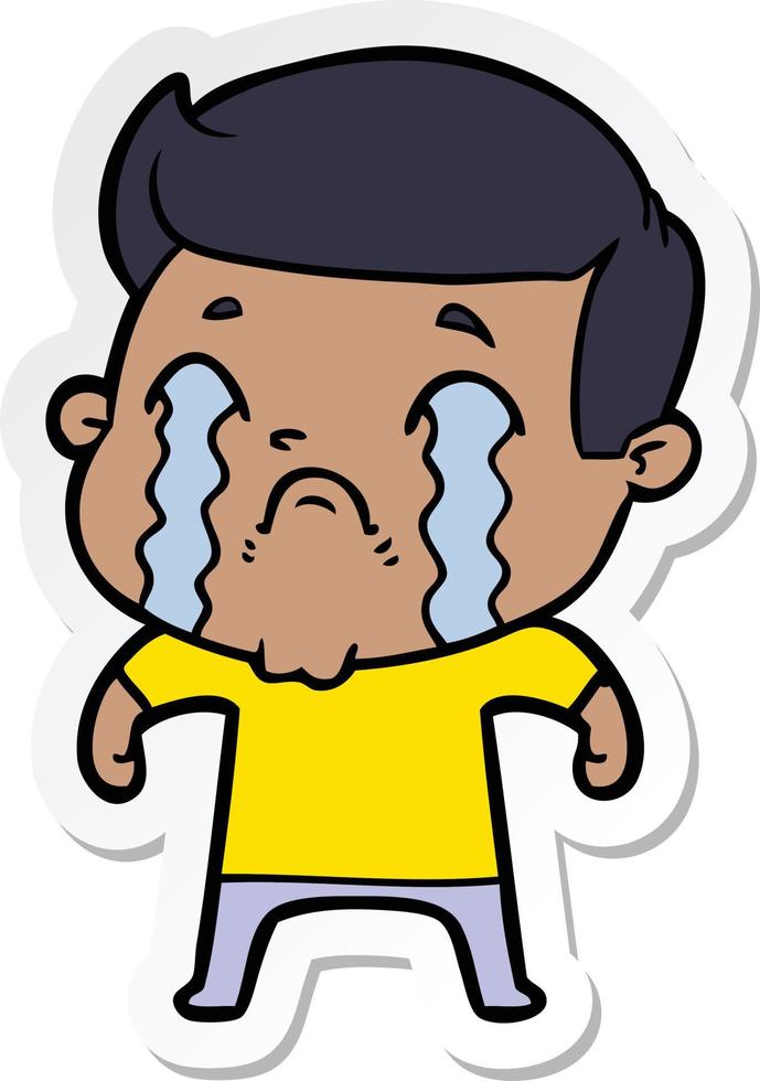 sticker of a cartoon man crying vector