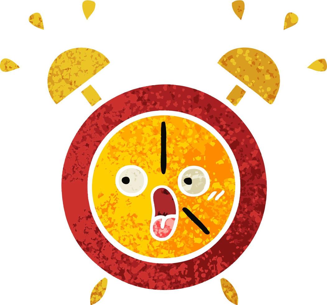 retro illustration style cartoon alarm clock vector