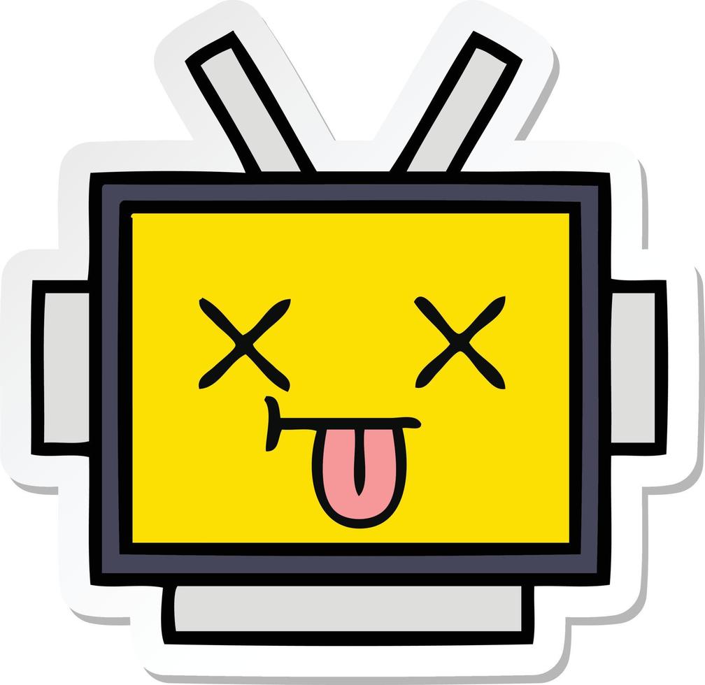sticker of a cute cartoon robot head vector