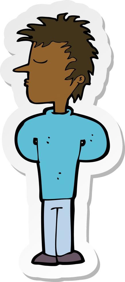 sticker of a cartoon man ignoring vector