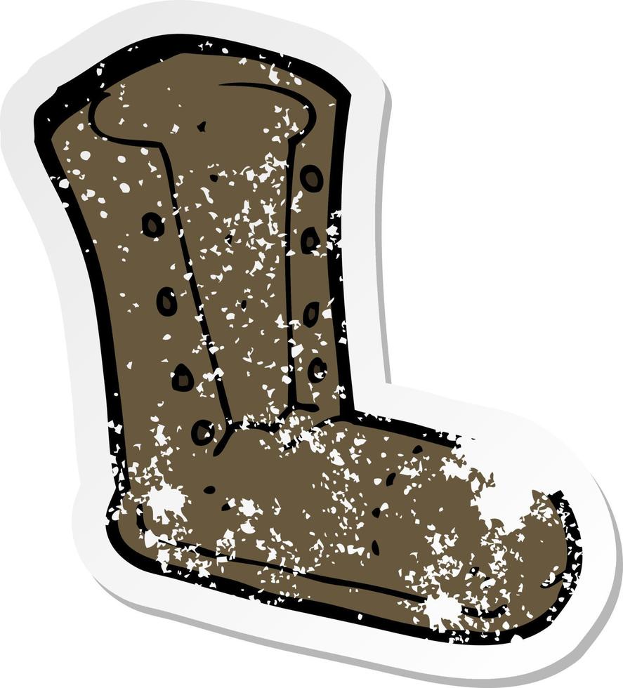 retro distressed sticker of a cartoon old boot vector