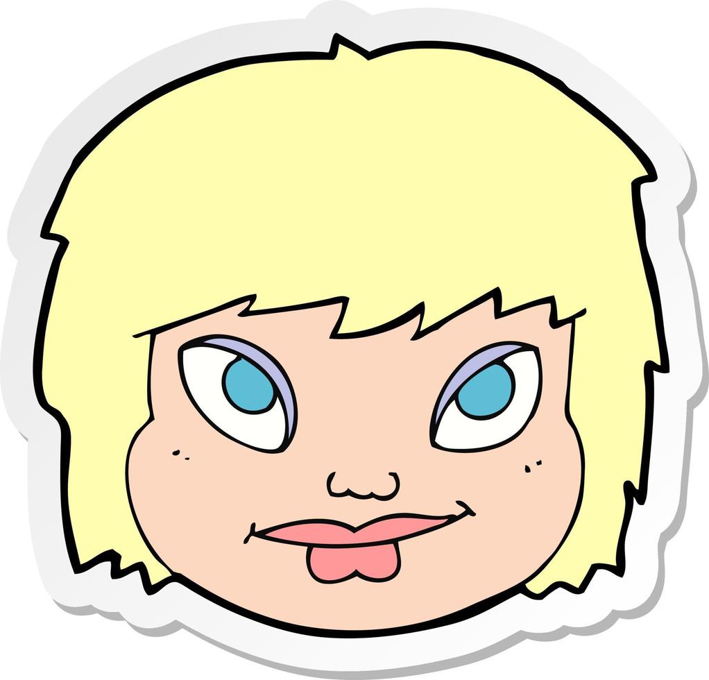 sticker of a cartoon female face vector