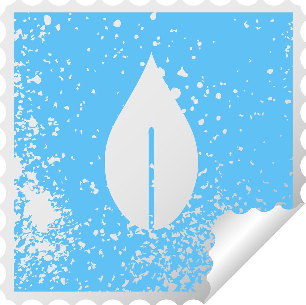 distressed square peeling sticker symbol autumn leaf vector