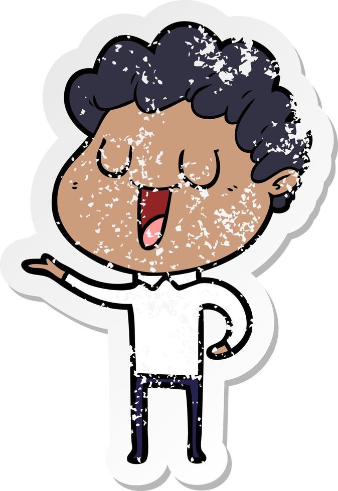 distressed sticker of a laughing cartoon man vector