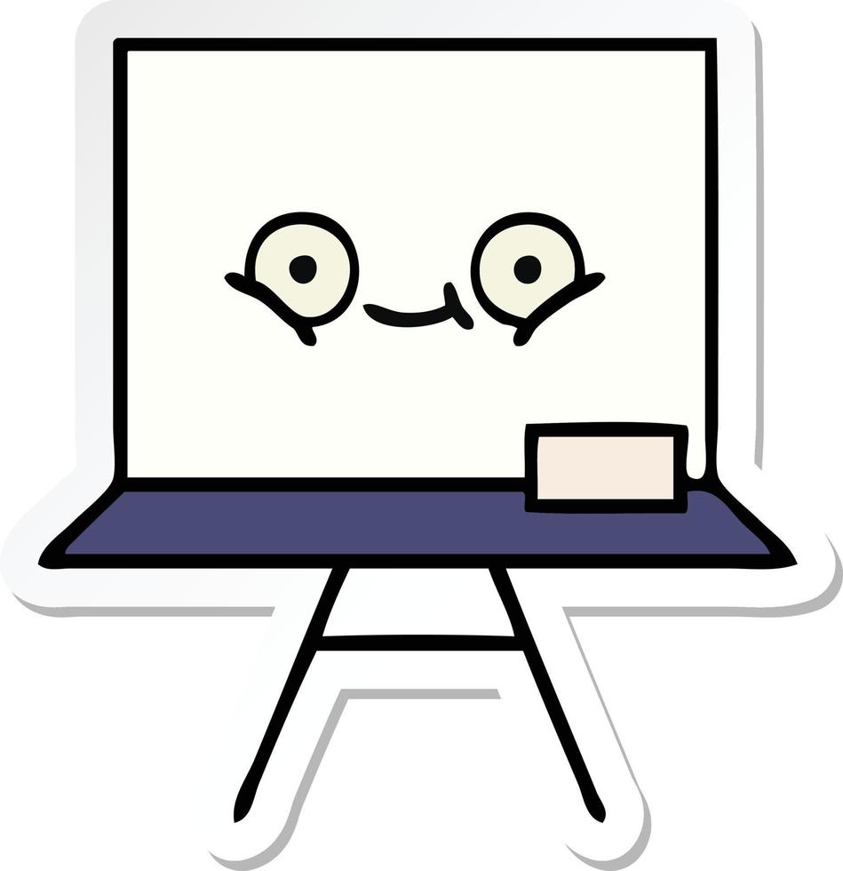 sticker of a cute cartoon white board vector