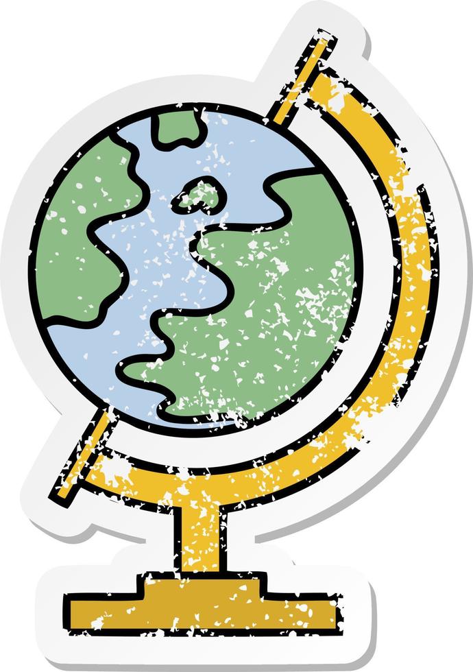 distressed sticker of a cute cartoon world globe vector