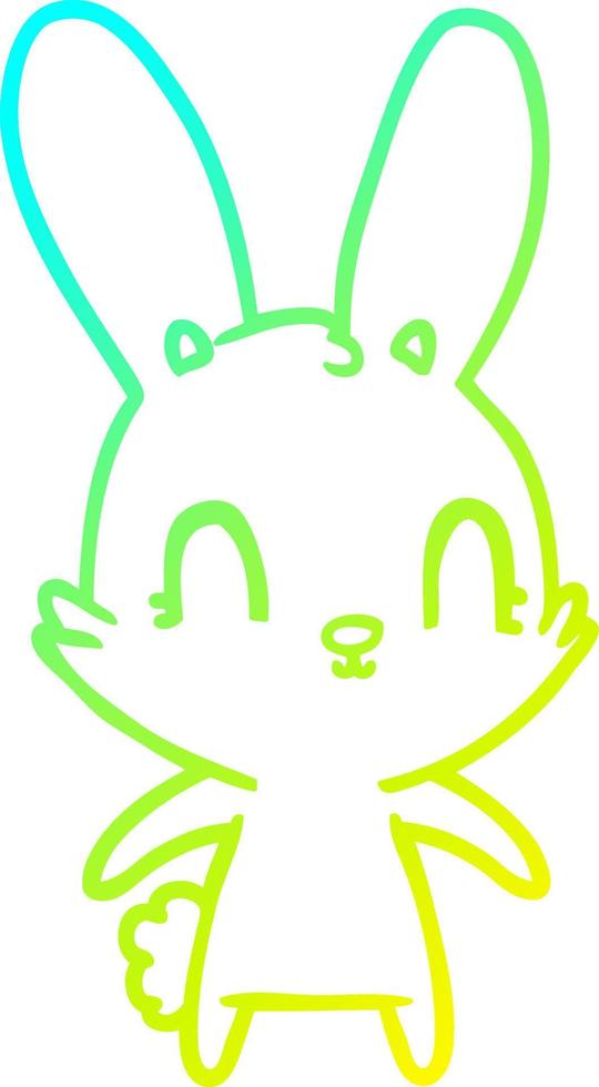 cold gradient line drawing cute cartoon rabbit vector