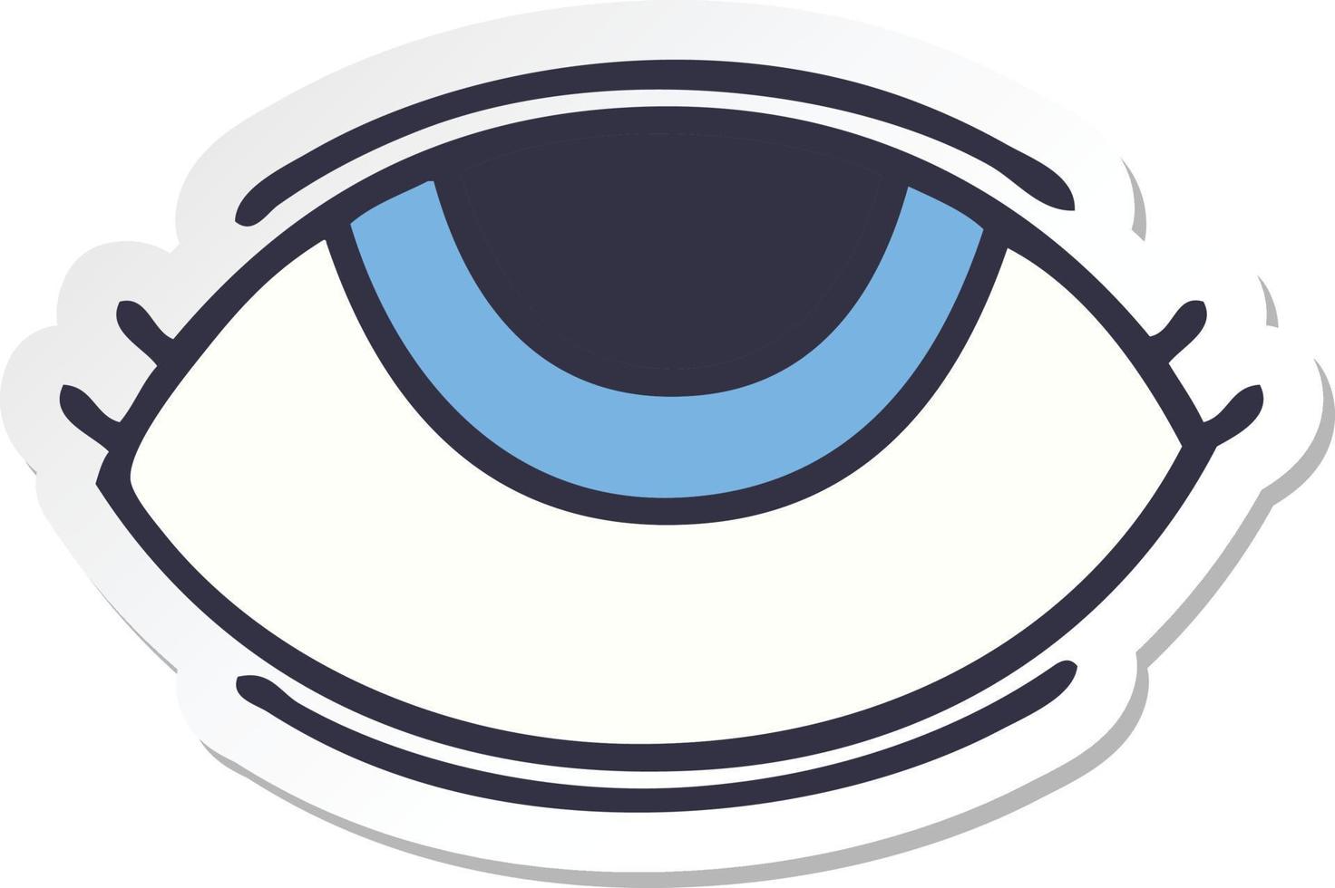 sticker of a cute cartoon eye looking up vector