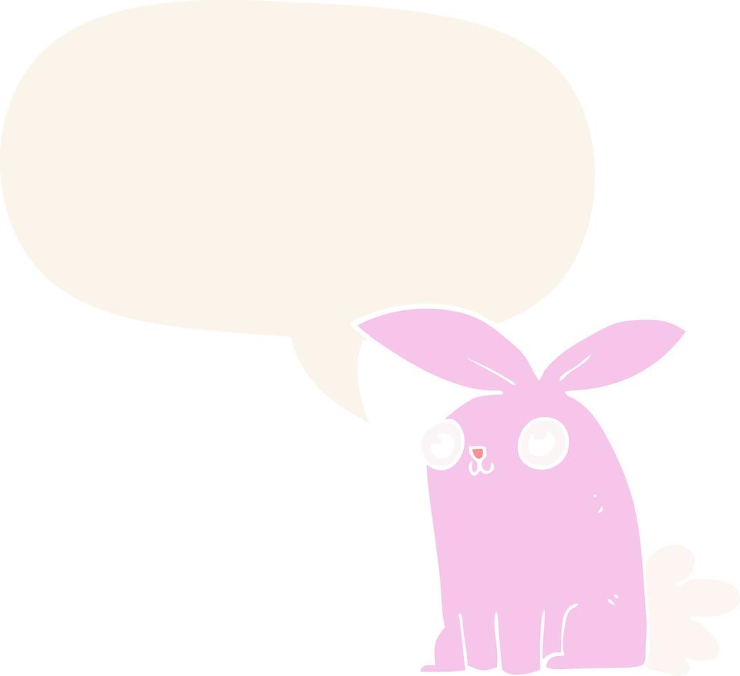 cartoon bunny rabbit and speech bubble in retro style vector