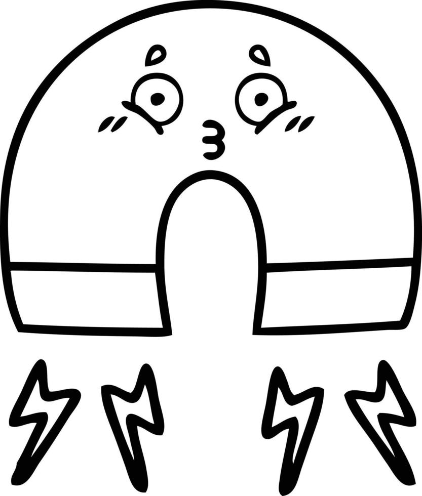 line drawing cartoon magnet vector